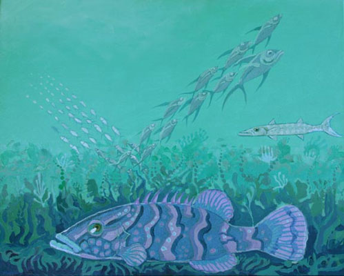 Underwater Seascape Acrylic Painting by Anita Whitney